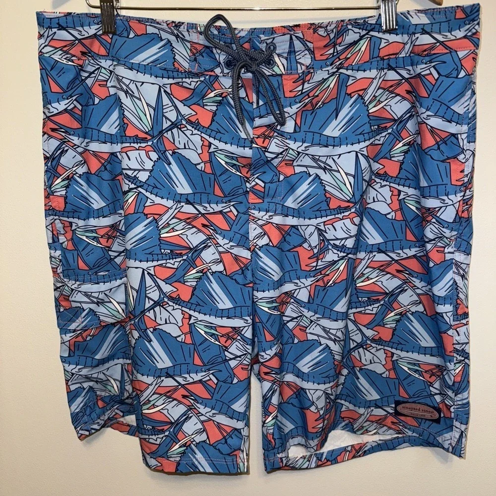 Vineyard‎ Vines Blue Swordfish Swim Beach Board Shorts 38